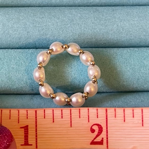 Genuine Honora White Button Pearl Stretch Ring - Picture 10 of 10